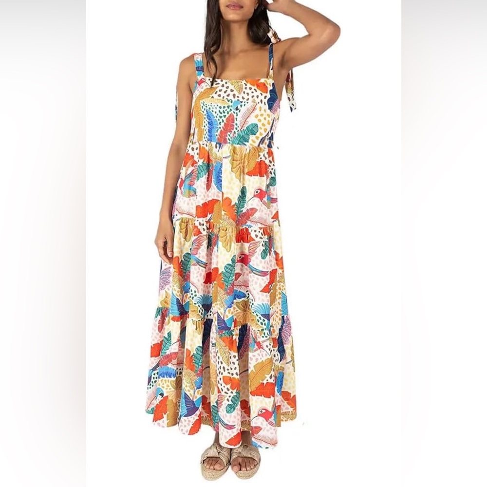 M Plums Women Summer Dress Spaghetti Adjustable Strap Wrapped Skirt Side Zip Tie